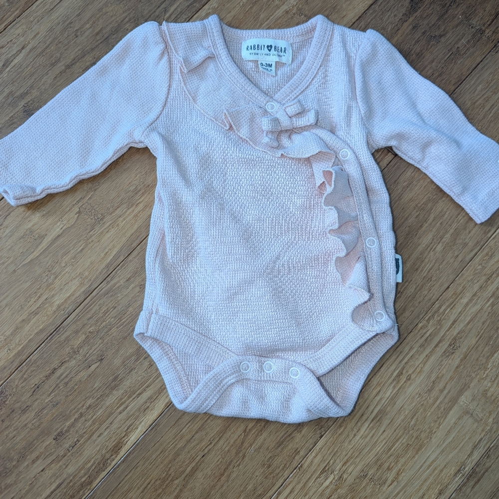 Rabbit + Bear one picee baby girls ruffle long sleeve bodysuit